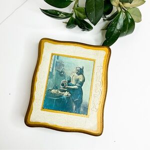 Vintage MELE Jewelry Box - Dutch Art Print Gold Velvet Compartments 1960s